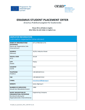 Erasmus Student Placement Offer