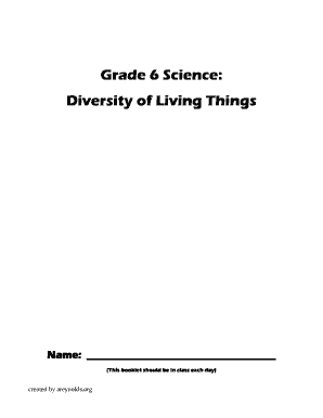 Grade 6 Science Diversity of Living Things Workbook