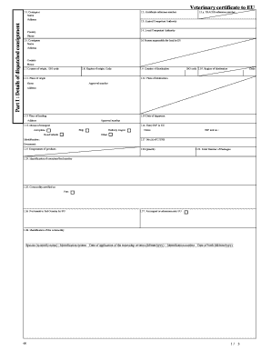 EU Veterinary Certificate for Pet Movement