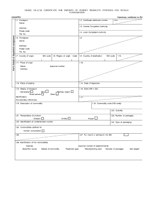 Health Certificate for Fishery Products