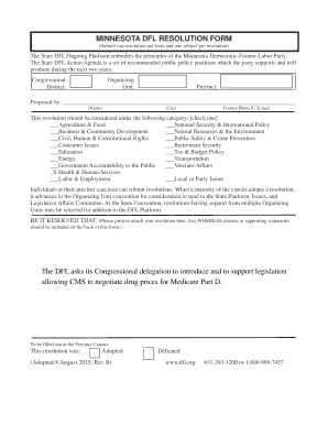 Minnesota DFL Resolution Form