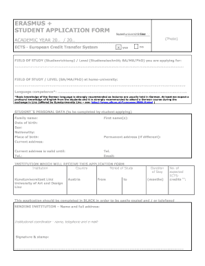 Erasmus+ Student Application Form