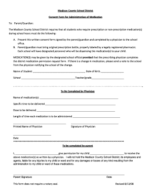 Madison County School District Medication Consent Form