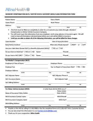 Workers' Compensation and Motor Vehicle Accident Claim Form