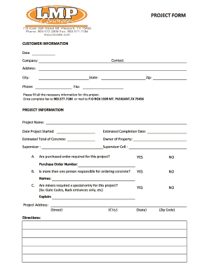 Project Information Form
