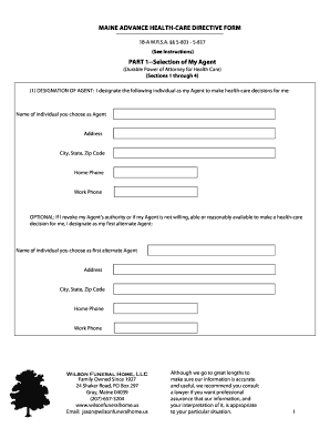 Maine Advance Health-Care Directive Form