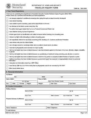DHS Traveler Redress Inquiry Form