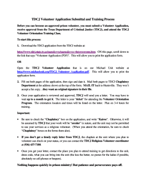 TDCJ Volunteer Application