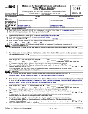 Form 8843 for Exempt Individuals and Medical Conditions