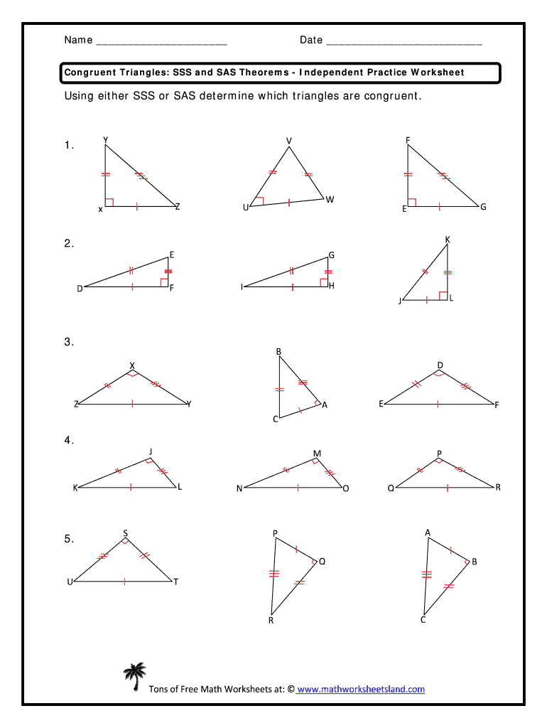 Congruent triangles sss and sas theorems independent practice worksheet  answer key: Fill out & sign online | DocHub