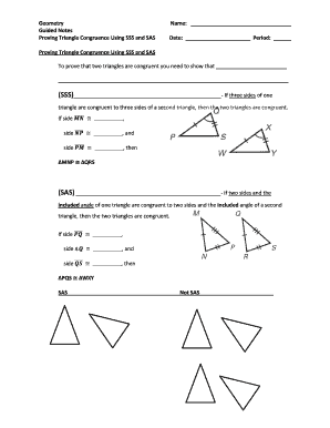 Geometry Guided Notes on Triangle Congruence