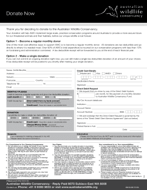 Australian Wildlife Conservancy Donation Form