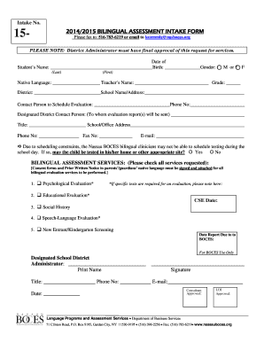 Bilingual Assessment Intake Form
