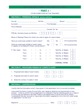 Application Form for Carer’s Leave