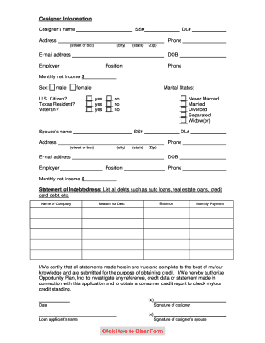 Guarantor Form for Student Loan