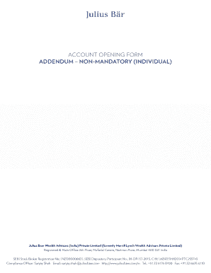 Julius Baer Wealth Advisors Account Opening Form