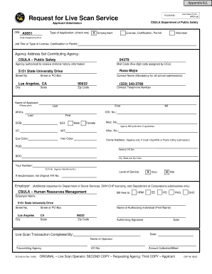 Live Scan Form