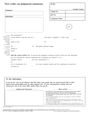 UK Judgment Summons Order