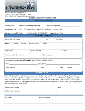 Illinois Livescan Applicant Consent Form