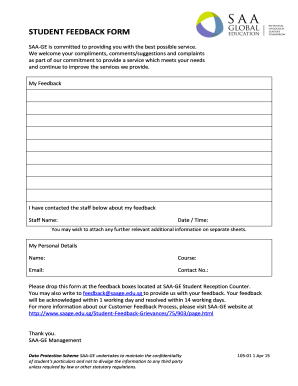 STUDENT FEEDBACK FORM - SAA-GE - saage edu