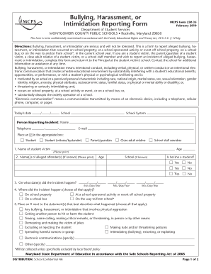 Bullying Harassment Intimidation Reporting Form