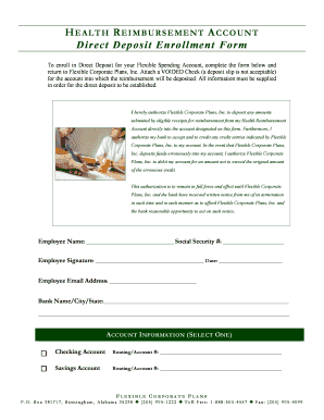 Health Reimbursement Direct Deposit Form