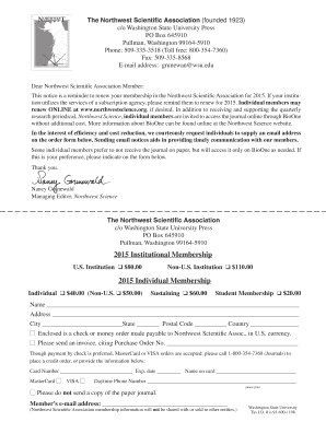 Northwest Scientific Association Membership Renewal Form
