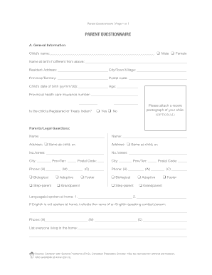 Parent Questionnaire for Pediatric Appointment