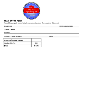 Sample hardship letter for short sale - TEAM ENTRY FORM - BBQFESTDYERSBURGCOM