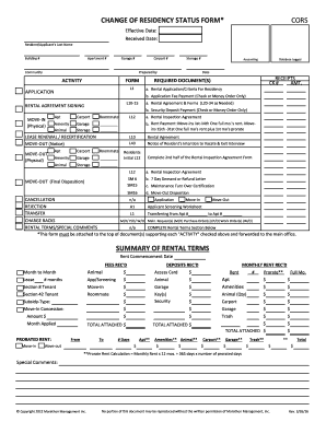 Change of Residency Status Form