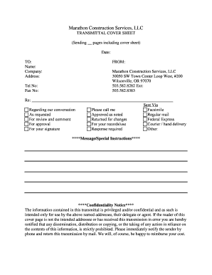 Transmittal Cover Sheet