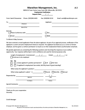 Employment Verification Request Form