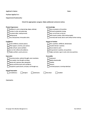 Employment Interview Screening Worksheet