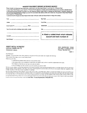 Request for Direct Deposit of Pension Benefit