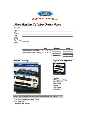 Ford Racing Catalog Order Form