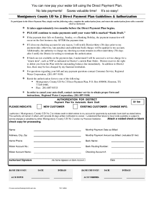 Montgomery County Water Bill Direct Payment Plan Authorization