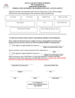 Verification of Highly Qualified Status by a State Agency