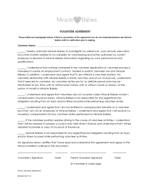 Volunteer Agreement and Media Consent Release