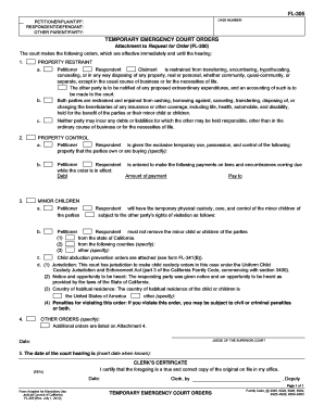 California Temporary Emergency Court Orders