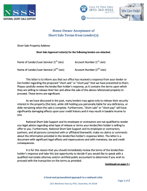 Homeowner Short Sale Terms Acceptance Form