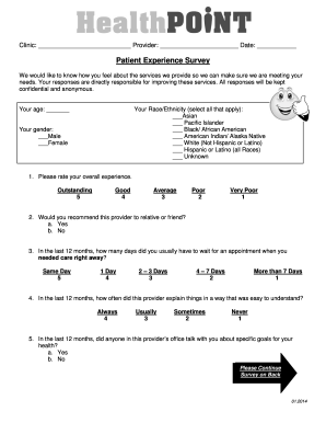 Patient Experience Survey Form