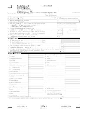 PA Schedule C Profit or Loss Form