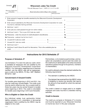 Wisconsin Jobs Tax Credit Schedule