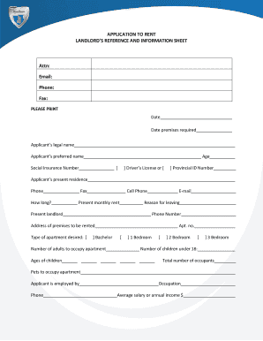Application to Rent Landlord Reference