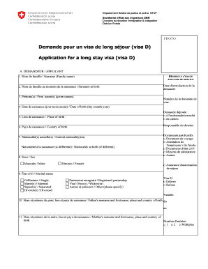 Formulaire de demande de visa de long séjour (visa D)