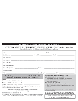 Formulaire de confirmation de chien