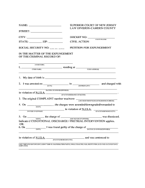 New Jersey Petition for Expungement