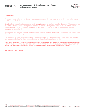 Agreement of Purchase and Sale Toronto Condominium Resale
