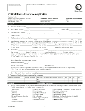 Tennessee Critical Illness Insurance Application