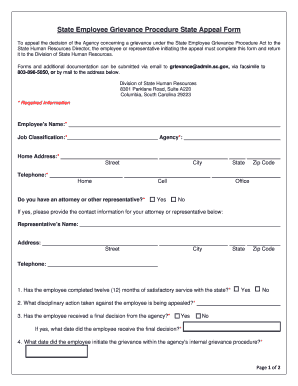 State Employee Grievance Procedure Form - South Carolina